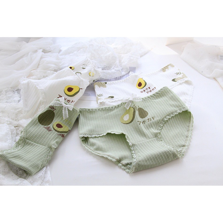 Quần lót nữ gân tăm trái bơ thoáng khí mềm mại lên dáng sexy SET Bơ Matcha 618