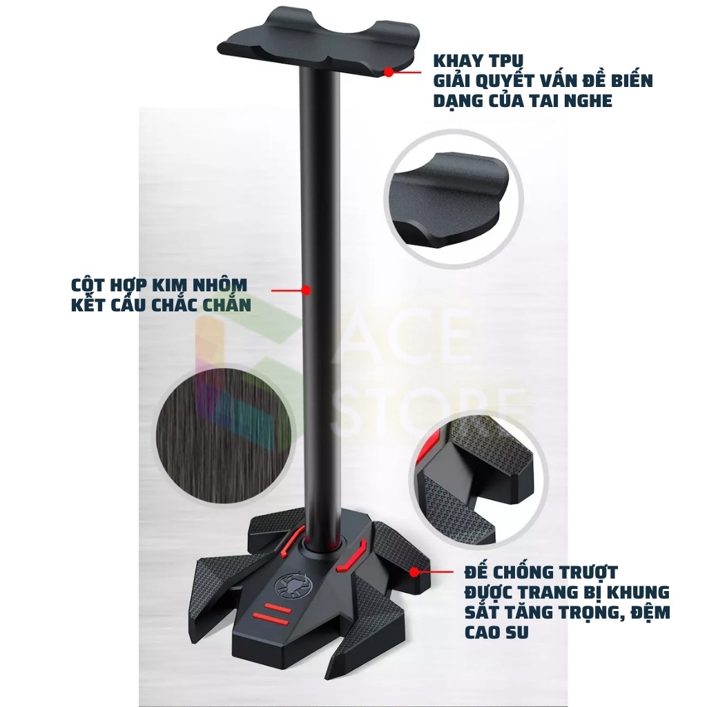 Plextone GP200 | Giá đỡ tai nghe chụp hợp kim nhôm - kiểu dáng gaming