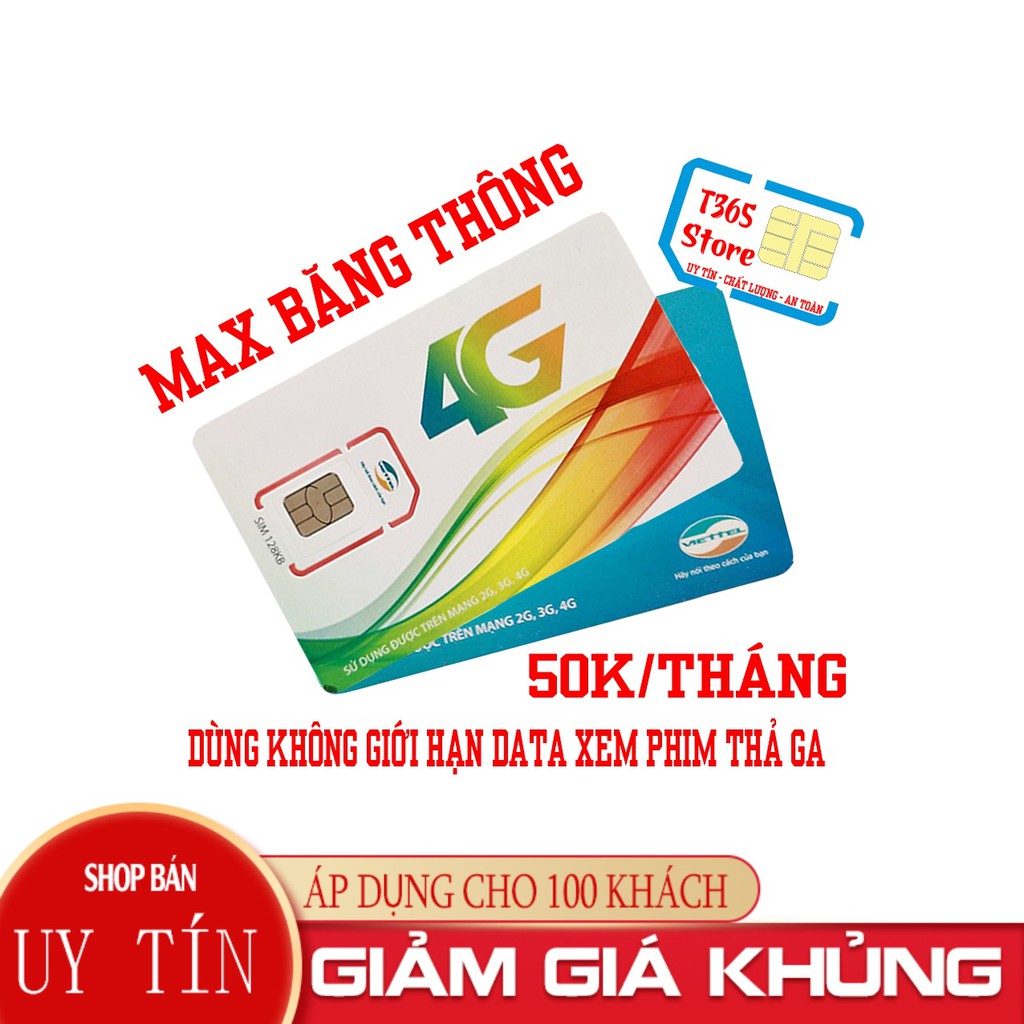 [SIM KHỦNG] Sim 4G Viettel Max Băng Thông,Xem Phim,Chơi Game Thả Ga