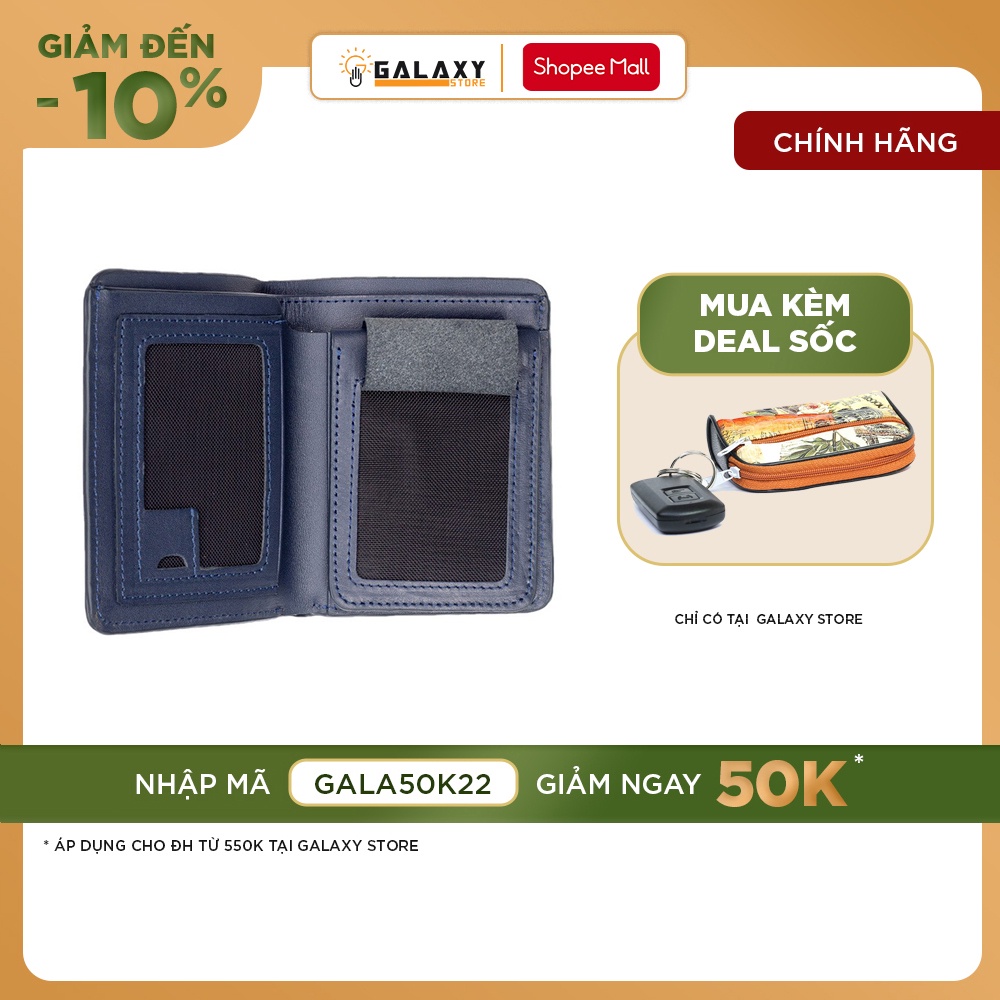 Ví Nam Bóp Nam Da Bò Thật 100% Cao Cấp Đa Năng Galaxy Store GVN06 (Xanh Navy)