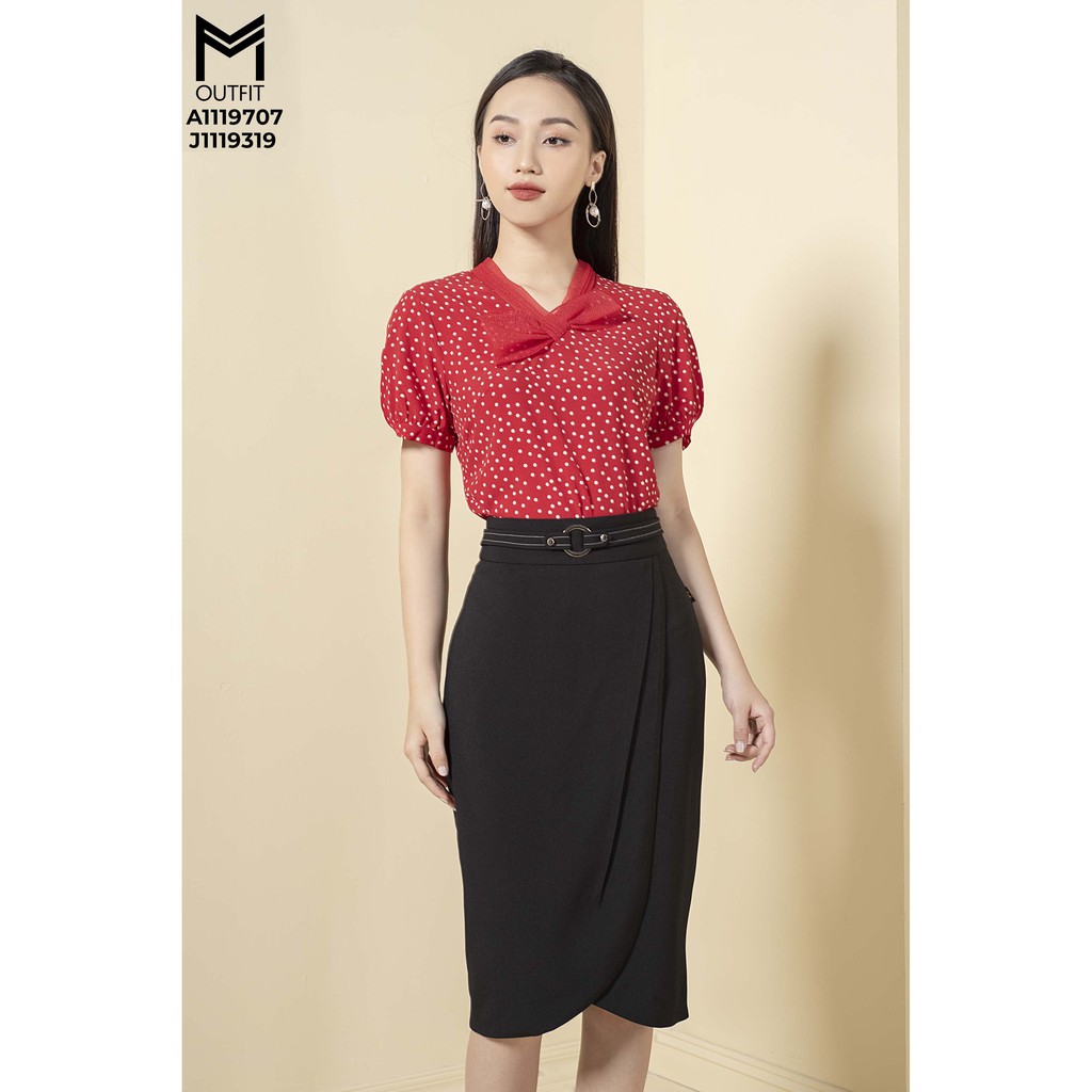 [Mã FASHIONMALLT4 giảm 15% đơn 150k] Chân váy ôm cạp phối đai MMOutfit J1119319