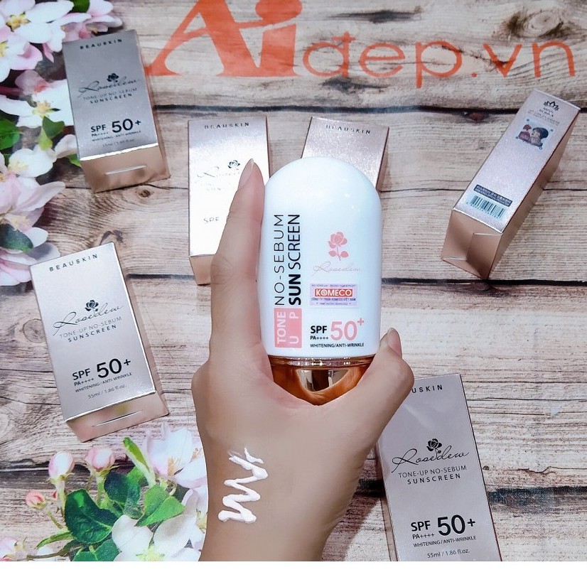 Kem Chống Nắng Nâng Tone Kiềm Dầu Beauskin Rosedew SPF50+