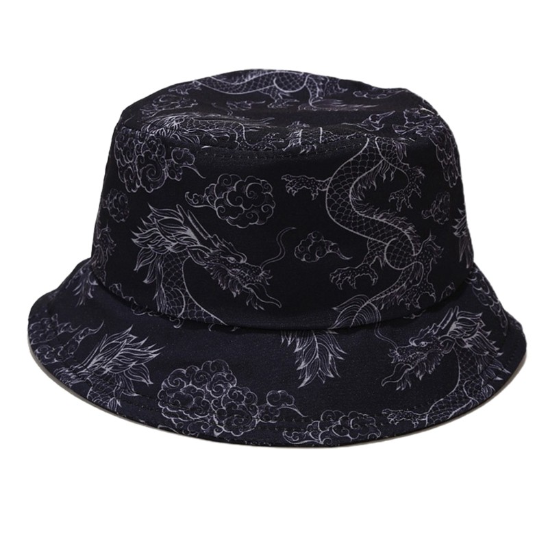 Nón Bucket Hoạ Tiết Bướm/ Rồng/ Lửa Phong Cách Hip Hop Cho Unisex