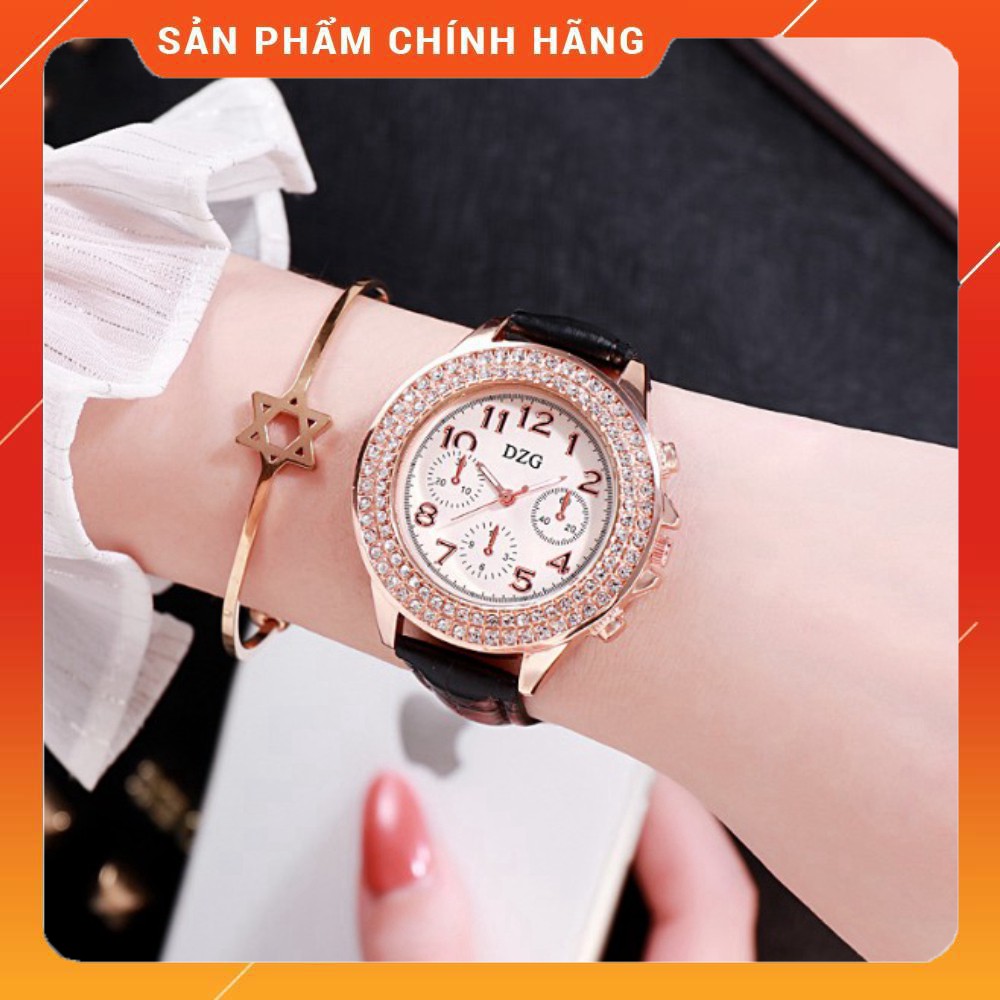 [Chính Hãng] [Siêu Sale] Cực Đẹp Đồng Hồ Đeo Tay Nữ DZG Mới Rhine Stone Vỏ Vàng Hồng Phiên Bản Hàn Quốc