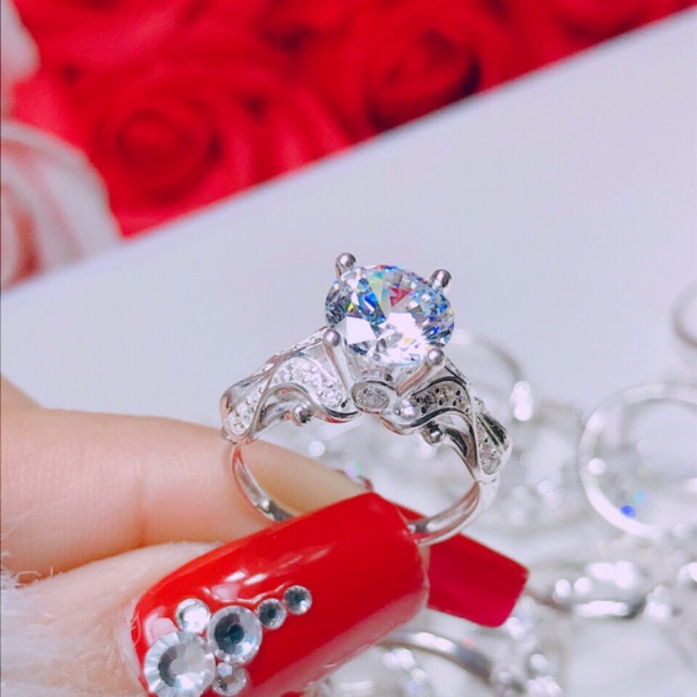 💥💥NHẪN NỮ HOA ĐÁ BẠC TA CAO CẤP