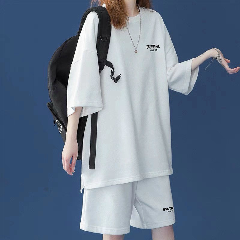 SÉT BỘ UNISEX CHẤT LIỆU THUN COTTON LẠNH DỄ MẶC CHE KHUYẾT ĐIỂM NAM NỮ ĐỀU MẶC ĐƯỢC ESSENTL H.H.P