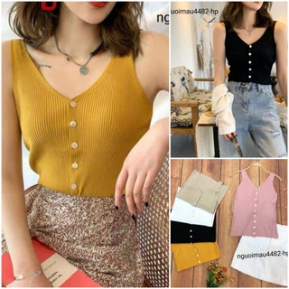 Áo len tăm sát nách cài khuy , mix đồ siêu xinh. Ảnh thật.