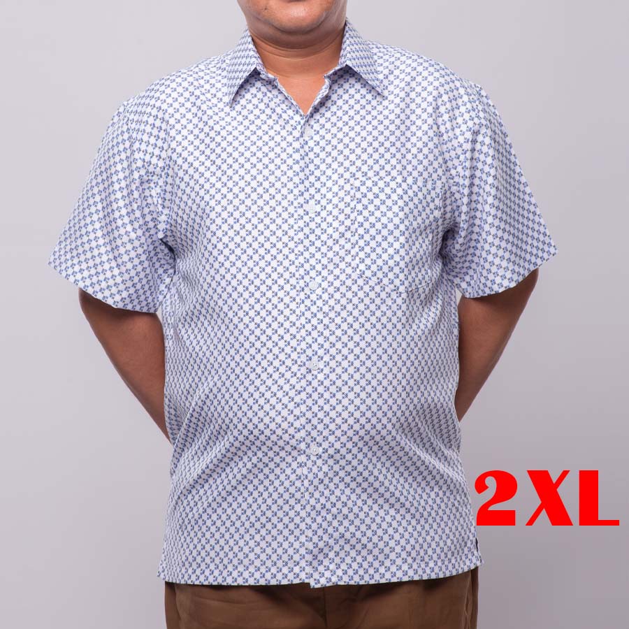 Sơ Mi Nam Trung Niên Họa Tiết Ngắn Tay - Size 2XL  - Vải Cotton Form Rộng Thoải Mái Có Nhiều Màu