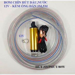 Máy bơm chìm bơm dầu, nước mini 12v/24V - 32L/phút