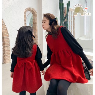 Váy Gile nơ đỏ cho bé