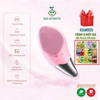 Máy rửa mặt massager 3 in 1 sonic facial brush Tích Hợp Sóng Âm massage nâng cơ mặt tốt hơn. Hàng chính hãng.