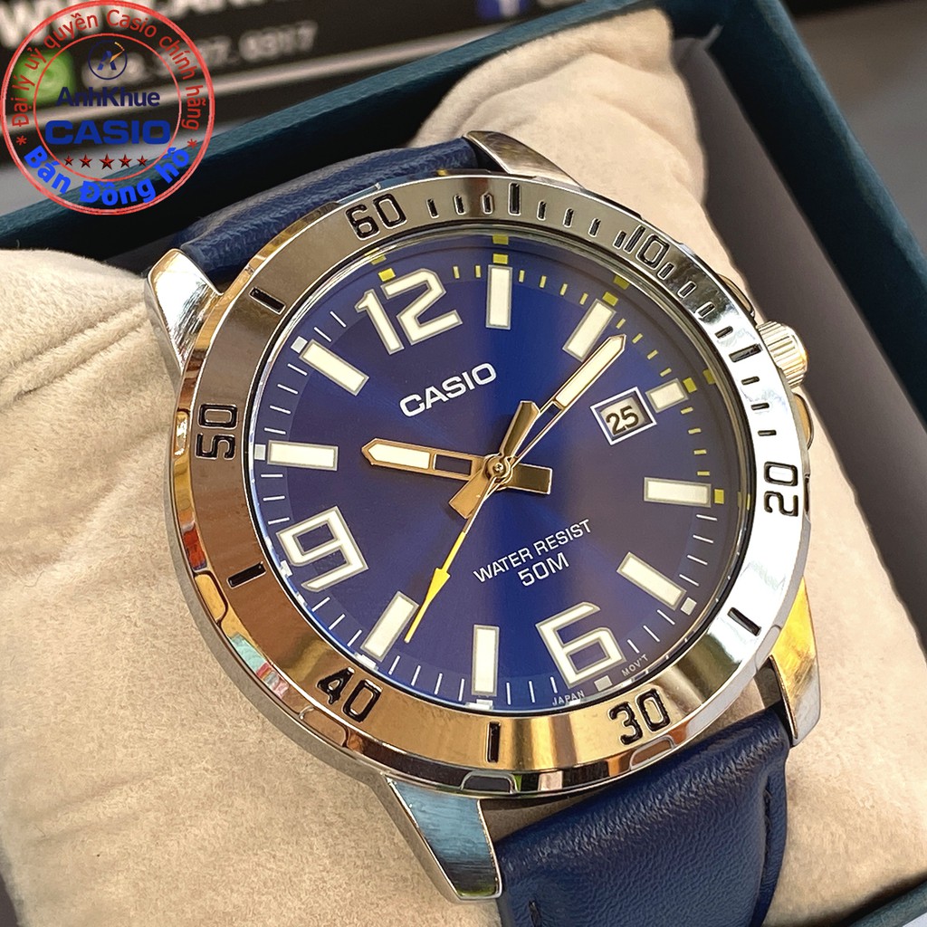 Đồng hồ nam Casio MTP-VD01 MTP-VD01L MTP-VD01GL bảo hành 1 năm chính hãng Anh Khuê dây da chống nước 50m