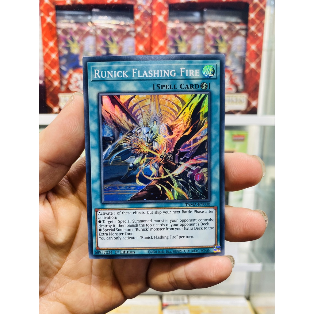 Thẻ Bài YugiOh! Mã TAMA-EN030 - Runick Flashing Fire - Super Rare - 1st Edition