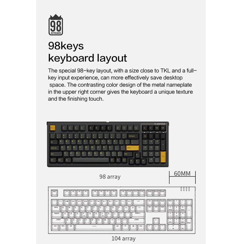 Bàn phím cơ FL Esport 980 3 mode kết nối Type C/ Bluetooth/ Usb 2.4Ghz, Hotswap, led RGB