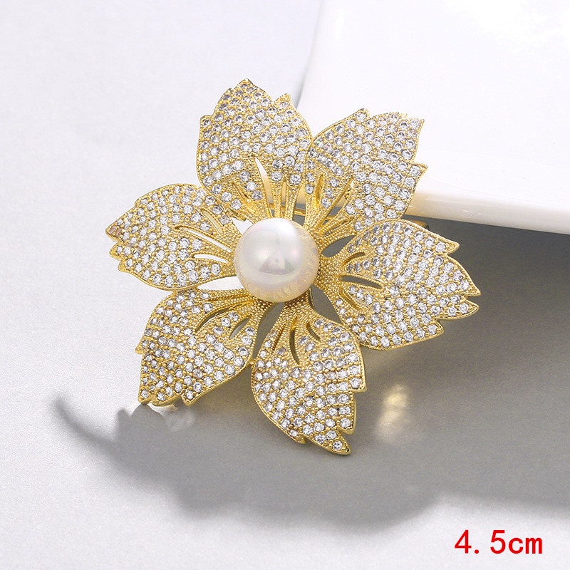 Ghim CàI ÁO HìNh Hoa ĐíNh Kim Cương NgọC Trai Giả ThờI Trang Cho Nữ