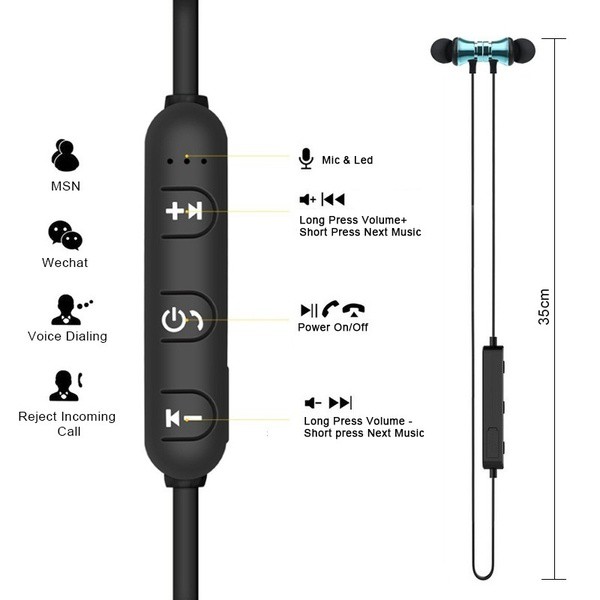 Tai nghe thể thao bluetooth không dây chống mồ hôi dùng cho điện thoại di động