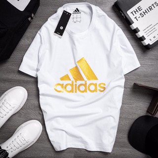 (ẢNH THỰC TẾ) Áo thun nam thể thao trắng A.D.D.A.S nhũ vàng cotton 100%, chất lượng cao