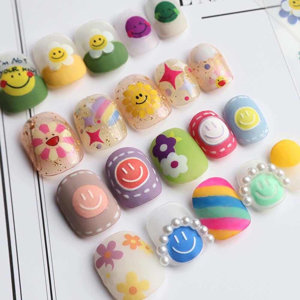 [Hàng mới về] Miếng dán trang trí móng tay họa tiết hoạt hình hoa hướng dương đáng yêu 5D