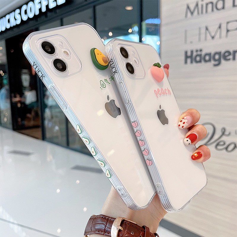 Ốp lưng iphone trong cạnh hình vuông bơ đào 6plus/6/6splus/7/7plus/8/8plus/x/xr/xs/11/12/pro/max/plus/promax-Awifi B3-13 | BigBuy360 - bigbuy360.vn