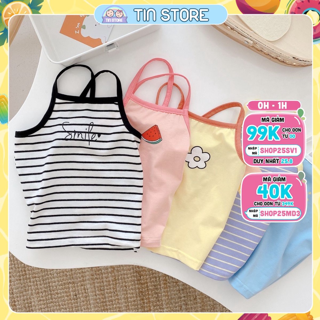 Áo Hai Dây Thun Lạnh Sắc Màu Chất Liệu Cotton Mềm Mại Thoải Mái Cho Bé Gái Từ 5Kg Đến 28Kg Thời Trang trẻ Em Tin Store