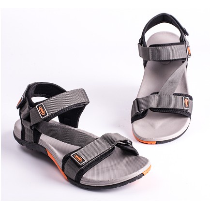 Giày Sandal Nam VENTO kiểu unisex quai chéo đế chống trơn NV4538 Xám Đế Đen, sandal học sinh mẫu mới