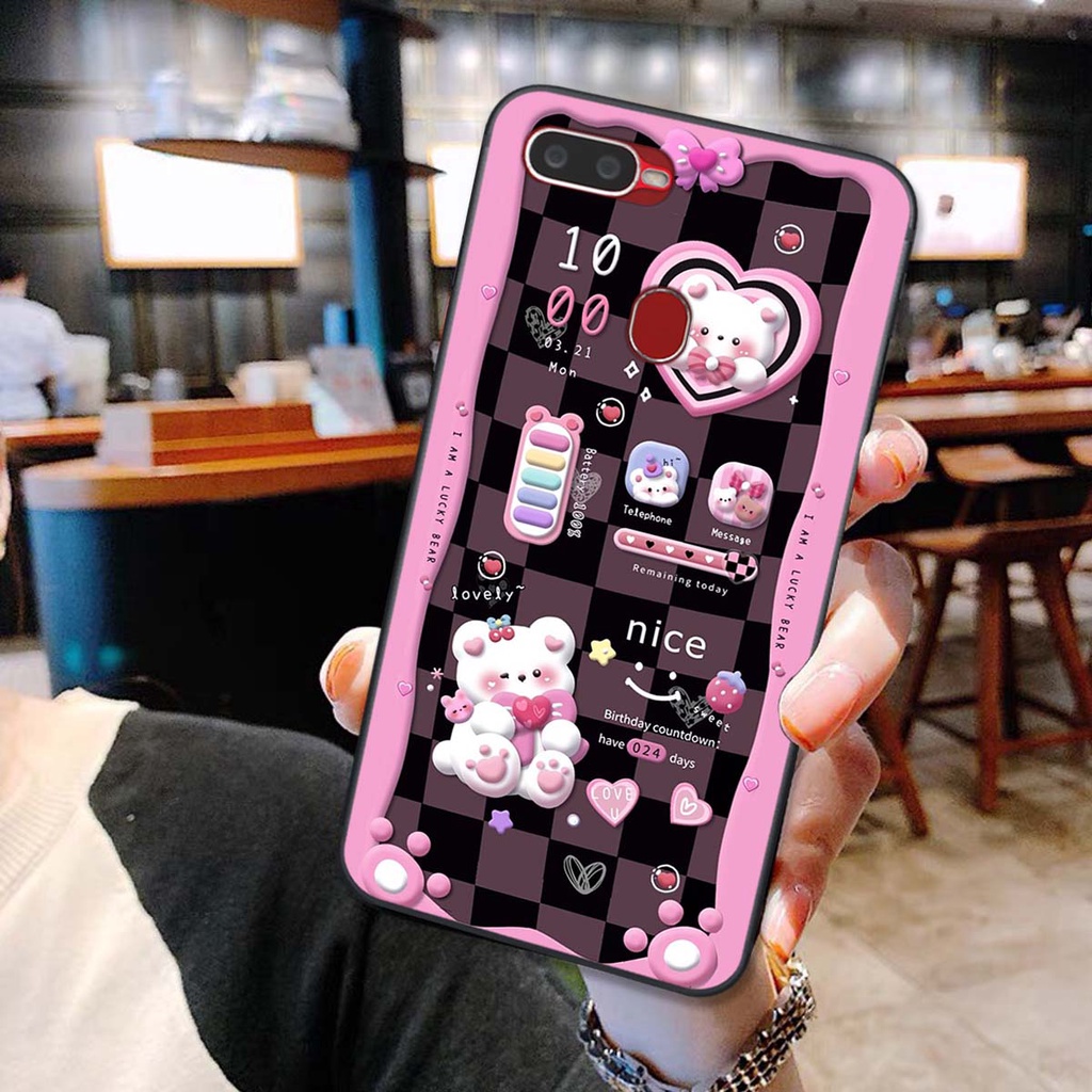 ốp lưng điện thoại oppo a5s / a7 / a9 / a12 in hình gấu humberger chi bi vô cùng đáng yêu