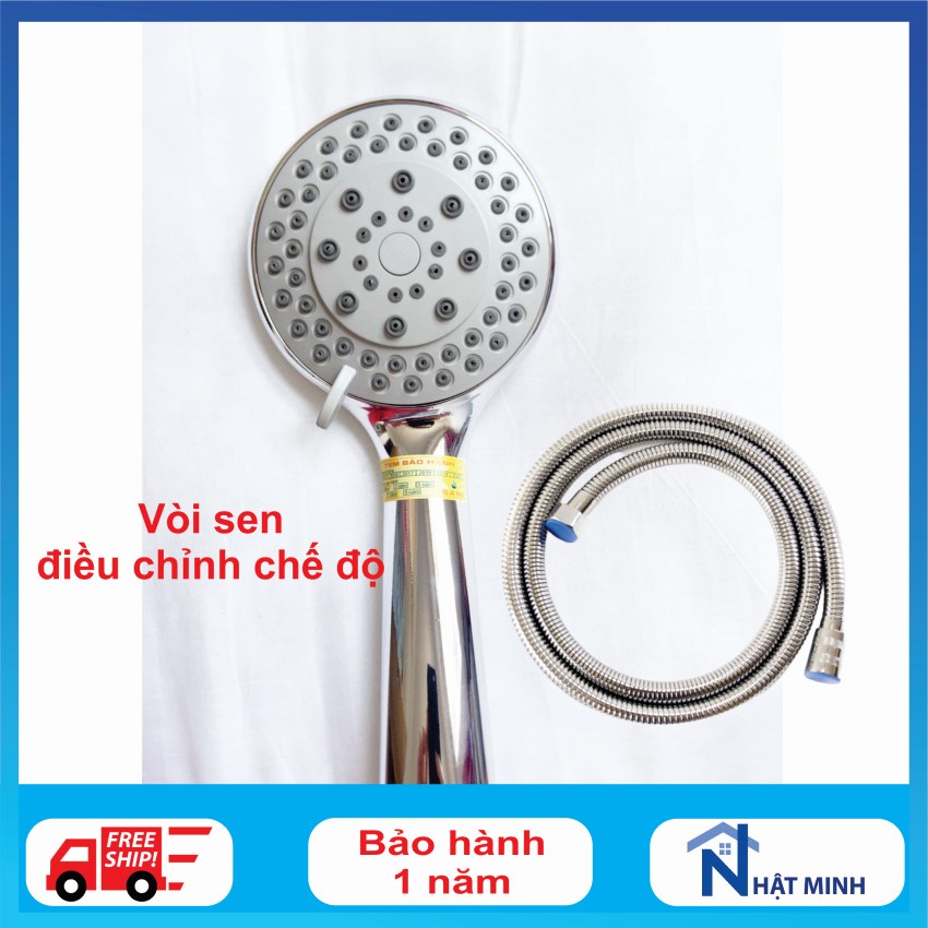 Vòi sen chỉnh 3 chế độ, bát sen chỉnh chế độ, nước chảy tốt, lỗ to