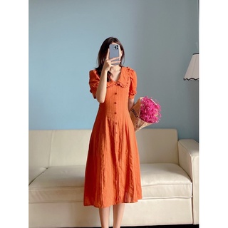 Váy cam cổ sen bèo tiểu thư