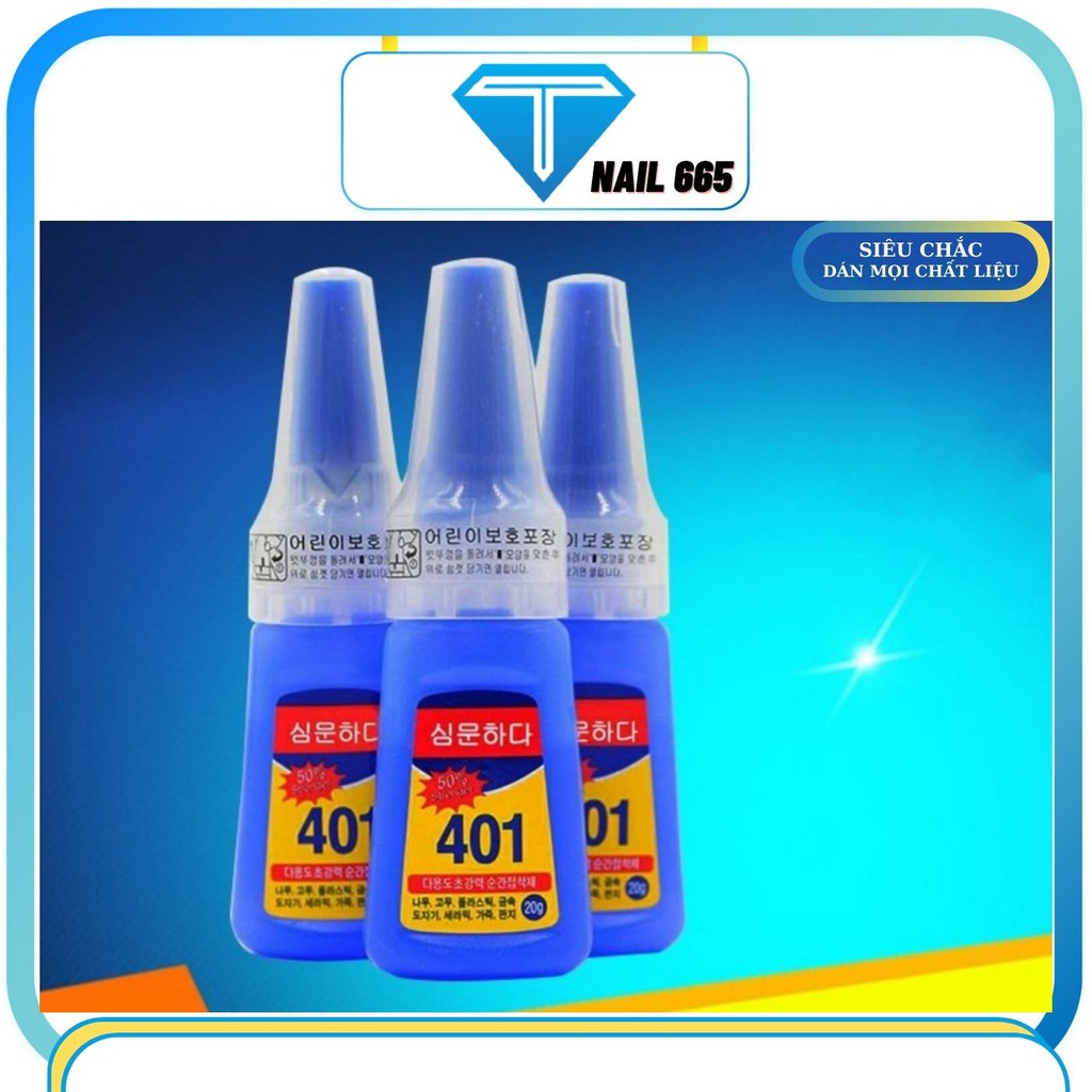 Keo 401 , Keo gắn móng đính đá siêu trắc, 20g