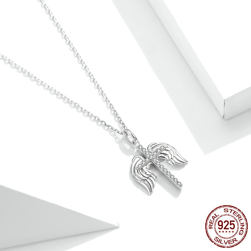 [Bạc Ý 925] Vòng cổ bạc đính đá dành cho nữ Silver Cross (Mã SCN421)