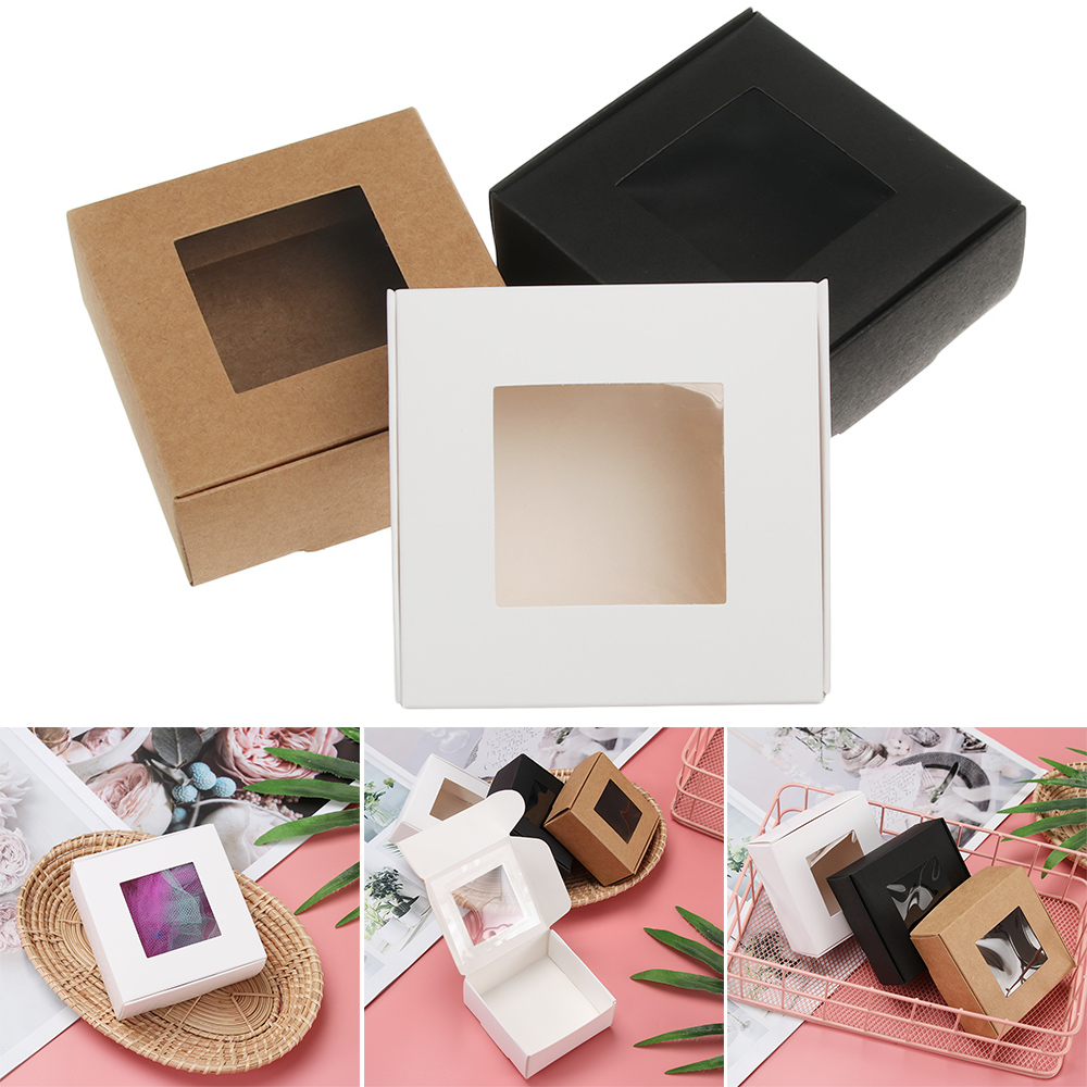 Bộ 10 hộp đựng bánh bằng giấy kraft cho lễ valentine