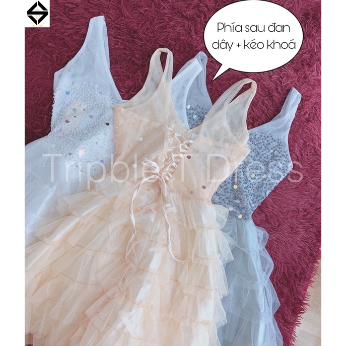 Đầm dự tiệc công chúa xếp tầng kết cườm sang trọng rất đẹp - size M/L - MS342V