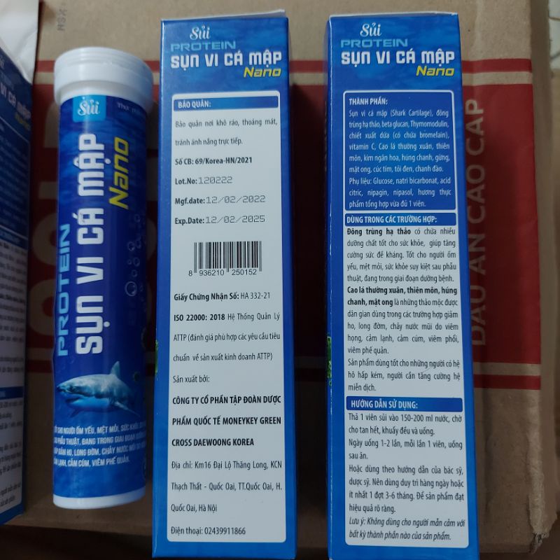 Viên sủi protein sụn vi cá mập nano tuýp 20 viên