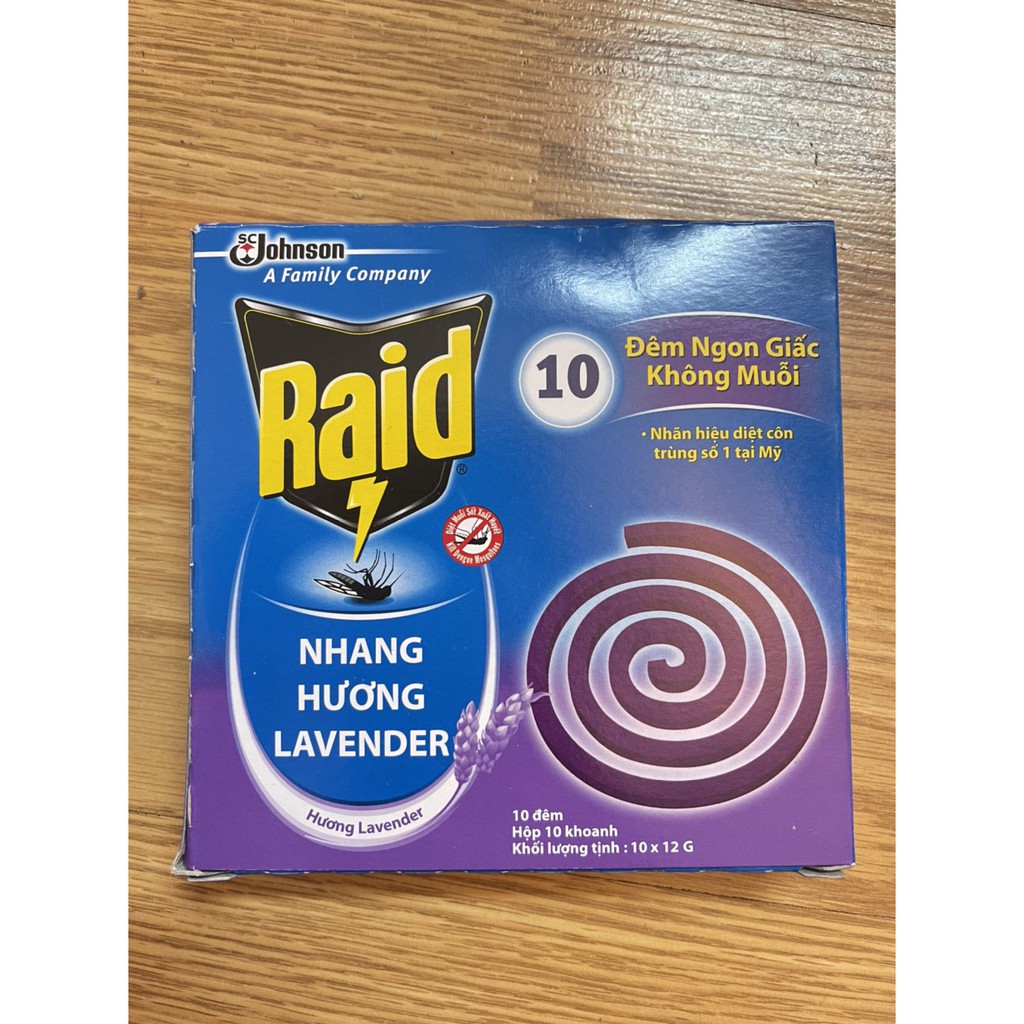 Nhang muỗi Raid hương Lavender (10 khoanh) - Hàng chính hãng DKSH Việt Nam.