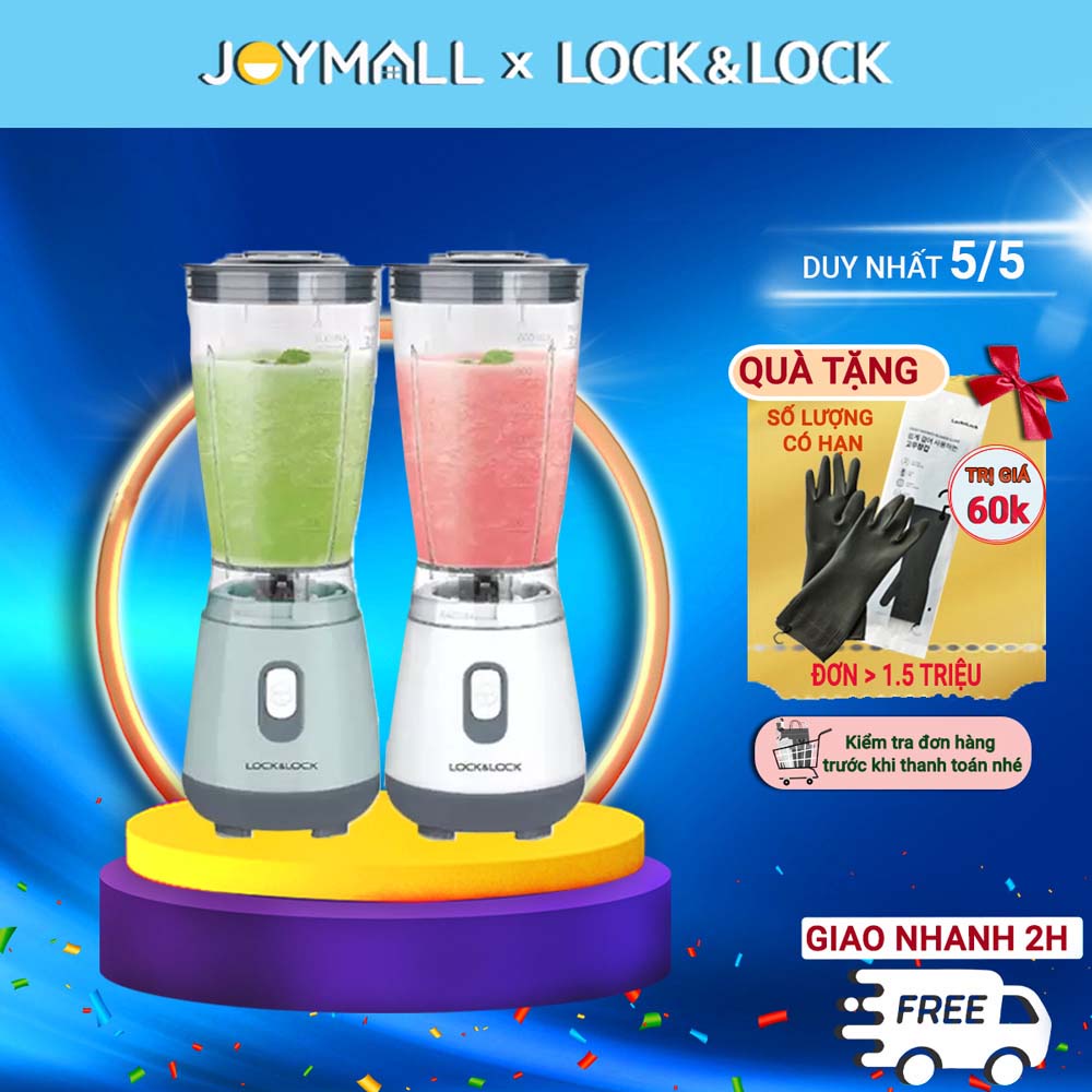 Máy xay sinh tố Lock&amp;Lock 600ml Personal Blender EJM436 - Hàng chính hãng, thao tác 1 chạm, lưỡi xay bén - JoyMall