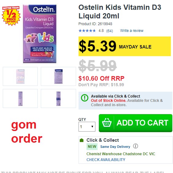 [Hàng Úc, đủ bill] Vitamin D3 dạng lỏng Ostelin Kids Liquid 20ml