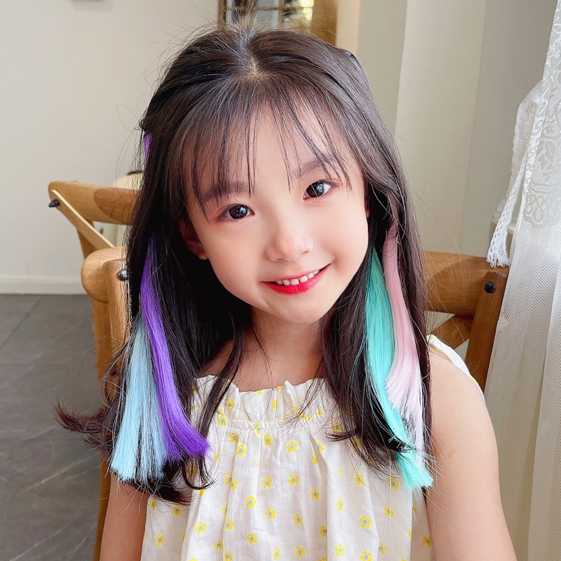 Tóc Giả Kẹp Highlight Dạng Thẳng Dài 50cm Nhuộm Ombre Cho Bé Gái MyBaby