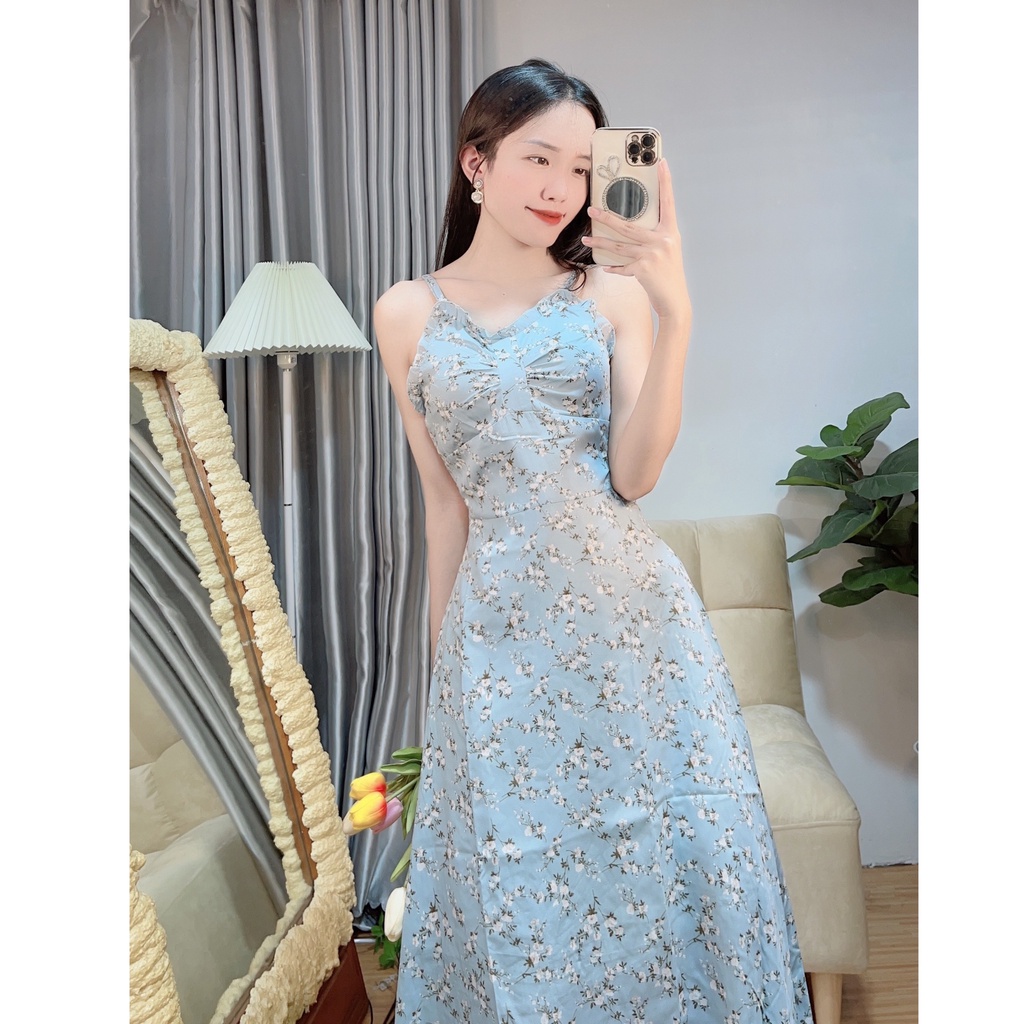 Đầm 2 Dây Hoa Dáng Dài HT03 HaLuu Store Phong Cách Nàng Thơ