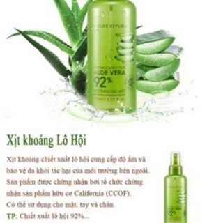 Sale 28% Xịt Khoáng Lô Hội Nature Republic Soothing & Moisture Aloe Vera 92% Soothing Gel Mist (150ml)