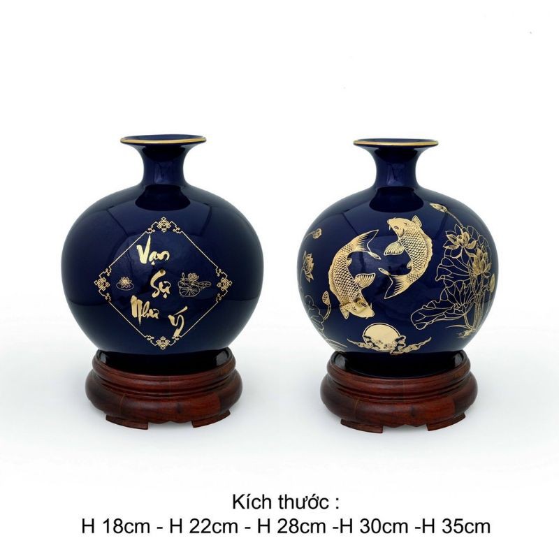 Lọ hoa hút lộc, bình hút tài lộc gốm sứ bát tràng, món quà tặng ý nghĩa