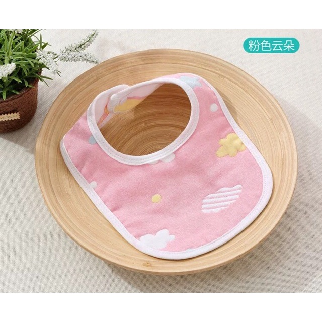 Yếm ăn dặm cho bé chữ U 6 lớp chất cotton mềm mại có cúc bấm điều , yếm dãi trẻ em thấm hút in họa tiết 2 mặt