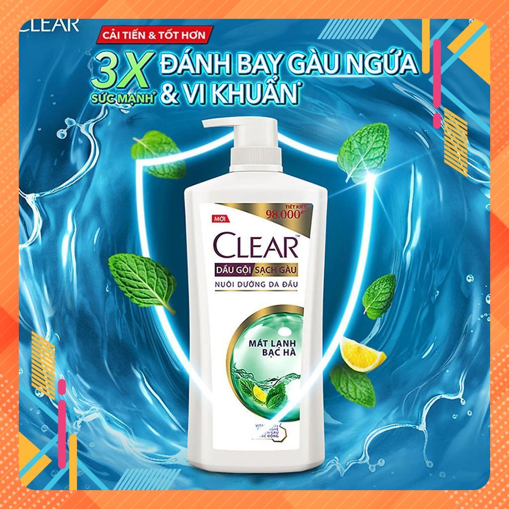 Dầu gội sạch gàu Clear mát lạnh bạc hà 880g