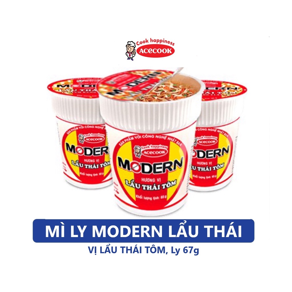 Thùng 24 Ly Mì Modern Vị Lẩu Thái Tôm 65 Gram / Ly