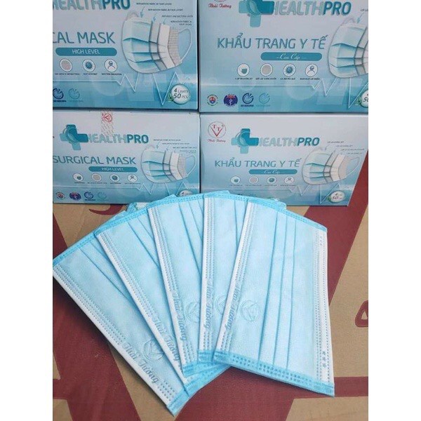 Khẩu trang y tế cao cấp Thái Tường - hộp 5 túi x 10 cái màu xanh