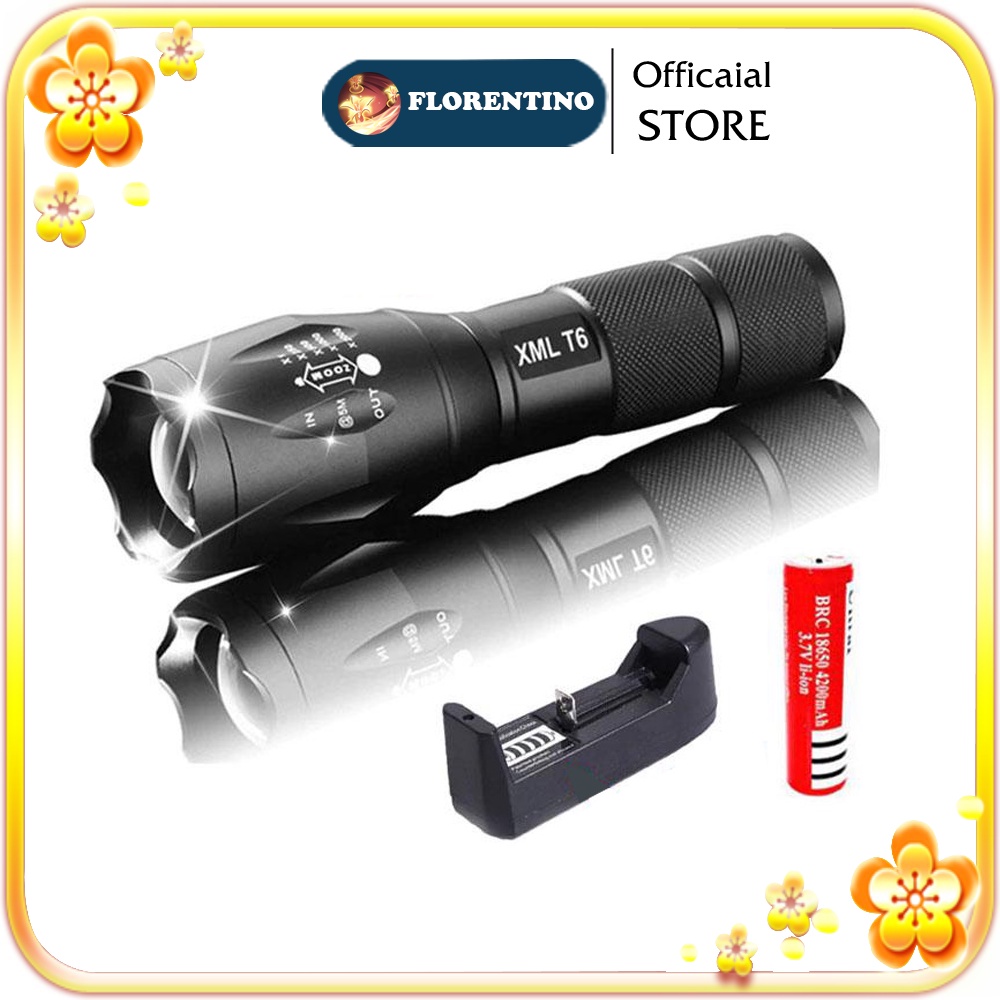 Đèn Pin Siêu Sáng Xml T6 Chiếu Xa Chính Hãng Ultrafire Chống Nước Tuyệt Đối - Florentino