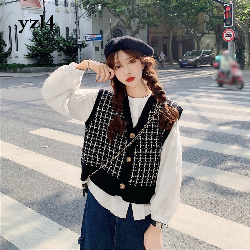 Áo Sweater không tay dáng rộng phong cách retro cá tính | BigBuy360 - bigbuy360.vn