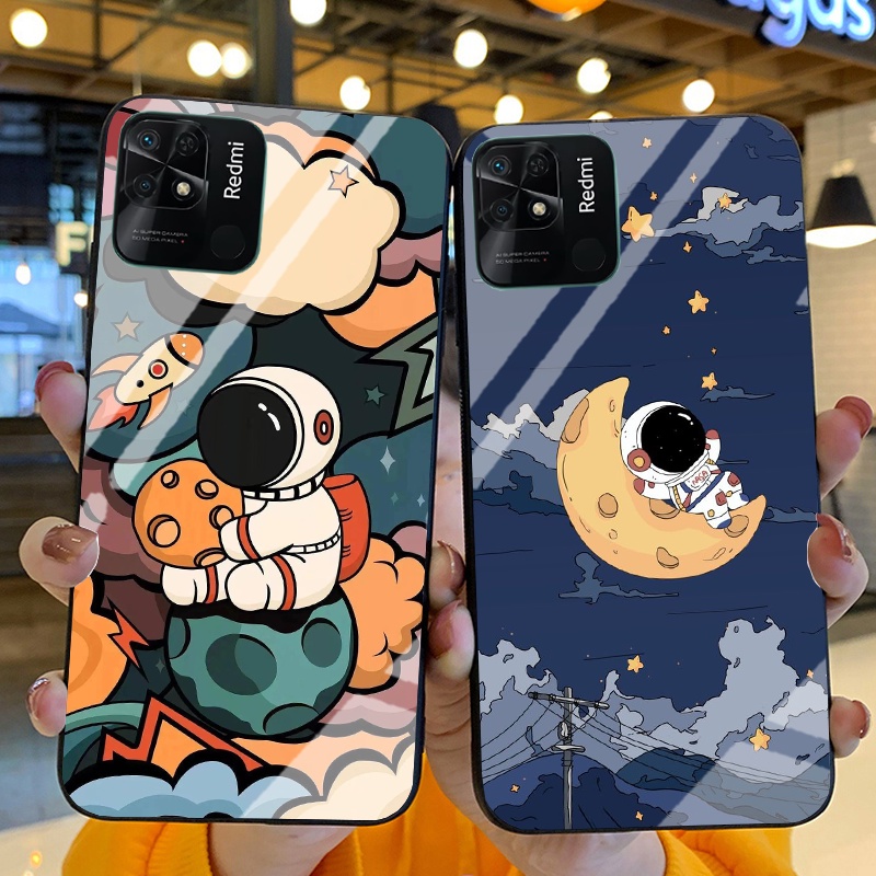 Ốp Lưng XIAOMI REDMI 10C Ốp kính bóng cao cấp Phi Hành Gia