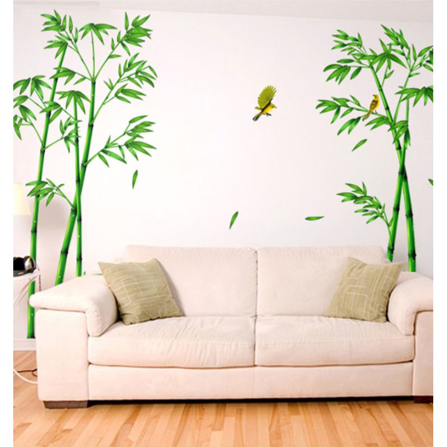 Decal dán tường  Bụi trúc xanh mát hiện đại