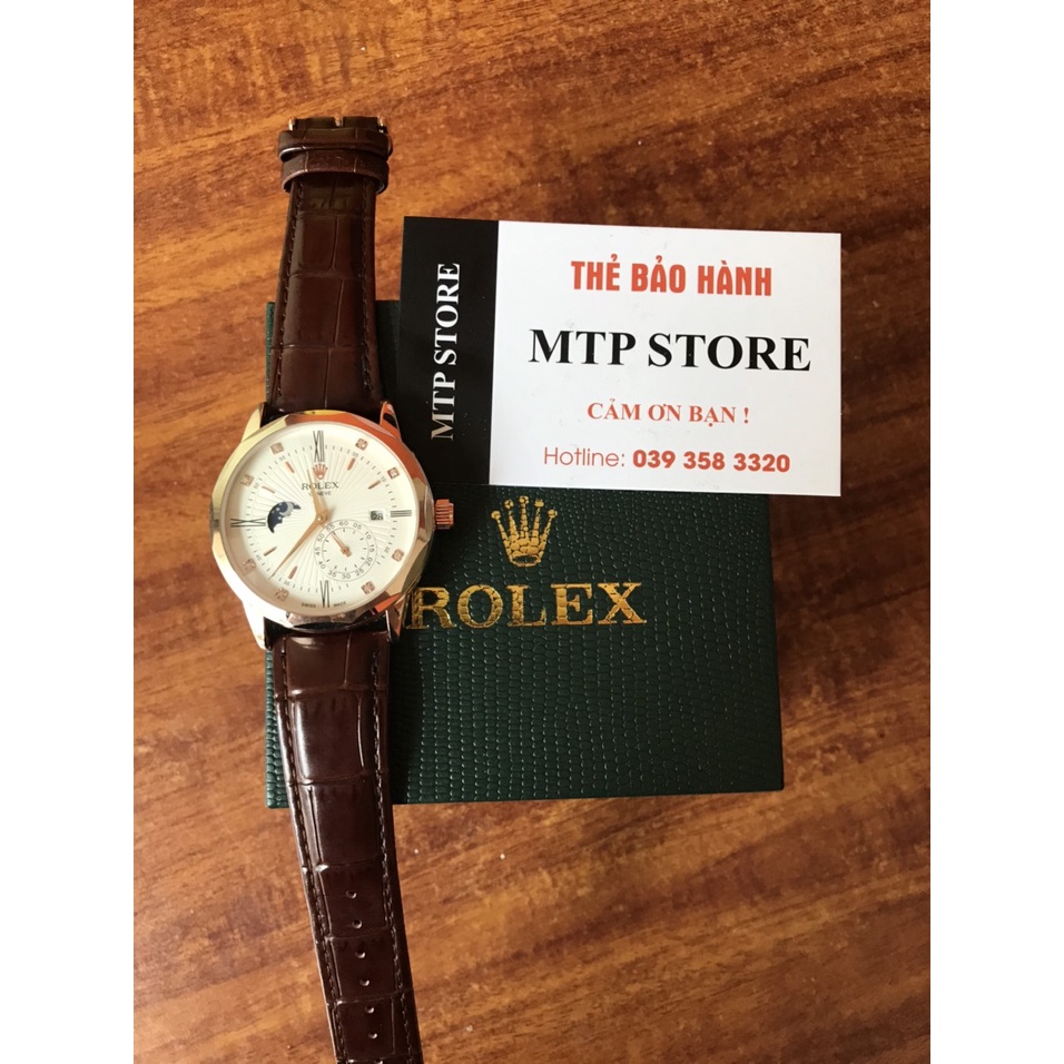 Đồng hồ nam Rolex máy cơ automatic dây da sang trọng chống nước bảo hành 12 tháng.