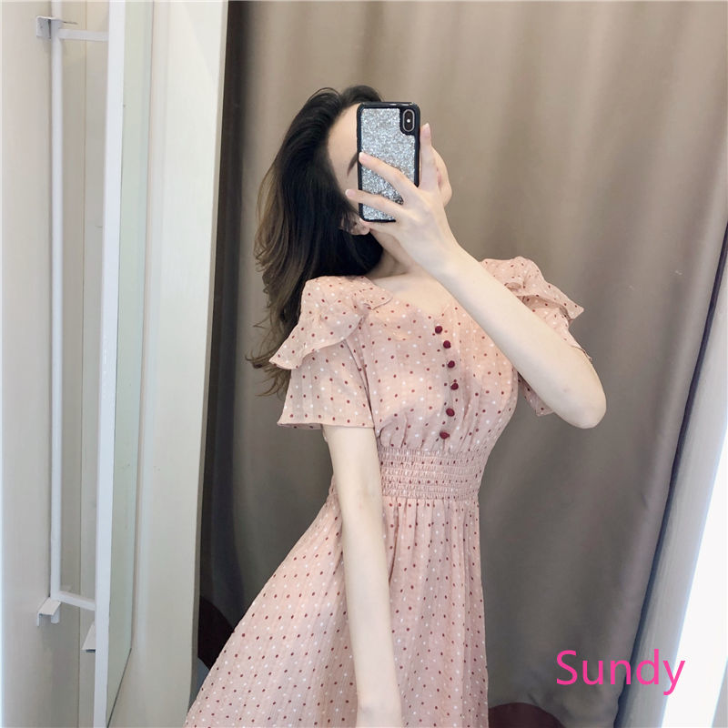 Đầm Voan Ngắn Tay Kiểu Dáng Xinh Xắn Thời Trang Cho Nữ